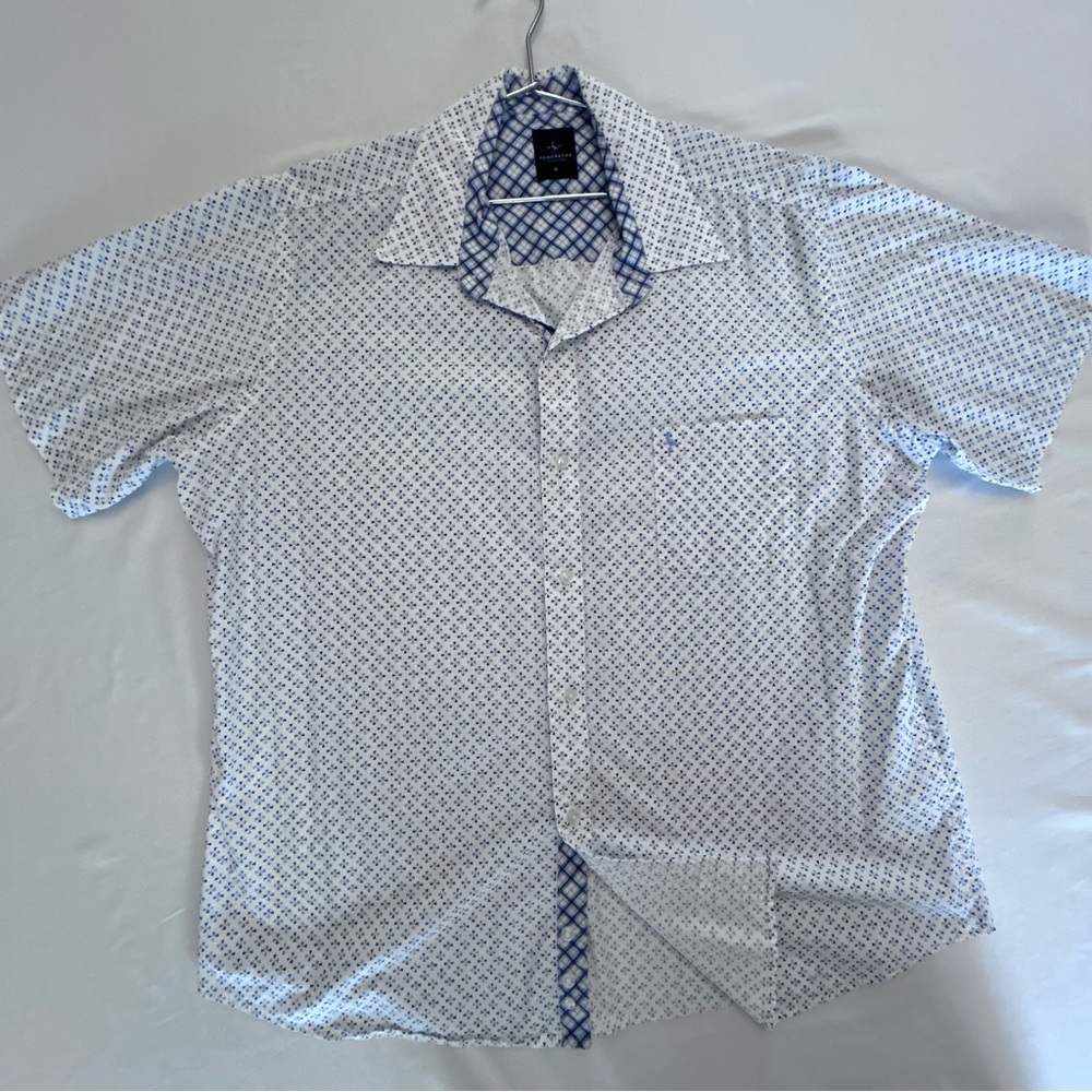 Tailorbyrd Blue and White Patterned Casual Shirt
